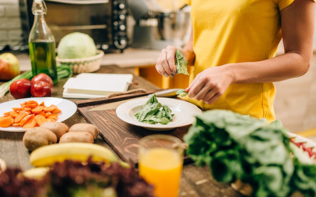 Housewife cooking on the kitchen, bio food